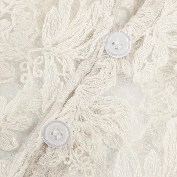 Apricot Casual Women's Elegant  Lace Sheer long sleeve Blouse - Picture 9 of 9